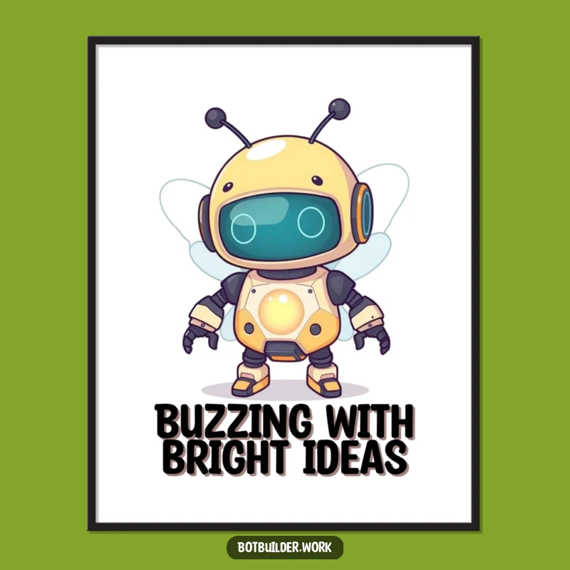 Funny Robot Bee Digital Art Print: Energize Your Walls With Humor
