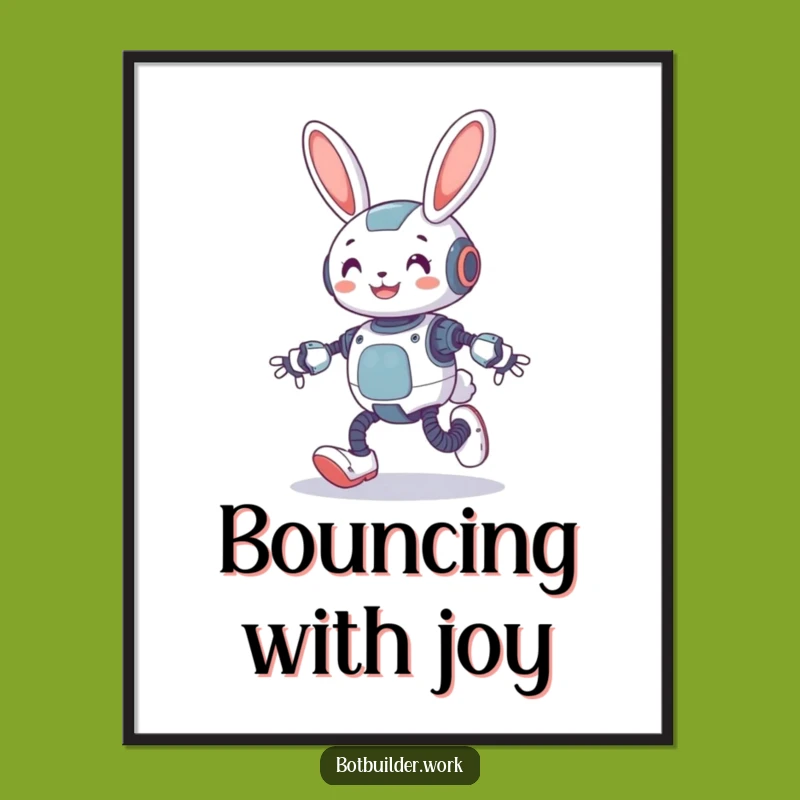 Funny Robot Rabbit Digital Art Print: Add Joyful Energy to Your Walls