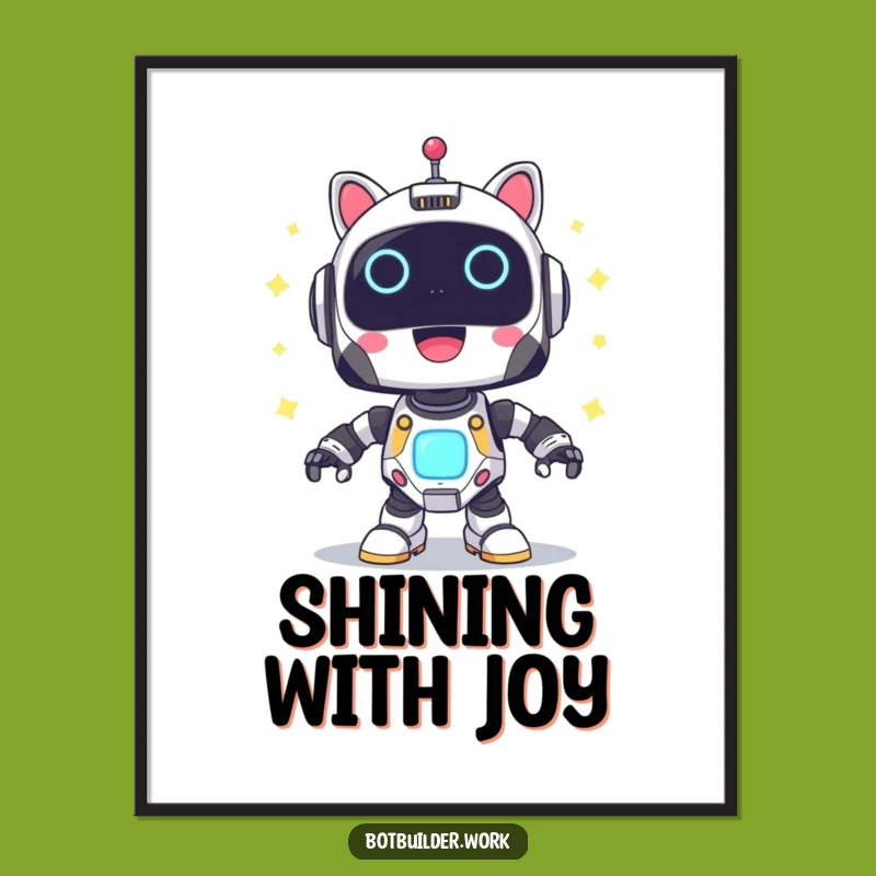 Funny Robot Power-Up Art Print: Joyful Lights Download - Ideal Funny Gift