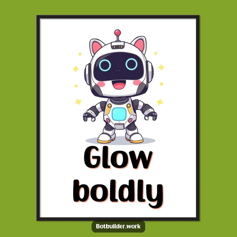 Funny Robot Power-Up Poster: Joyful Lights Art - Ideal Funny Gift