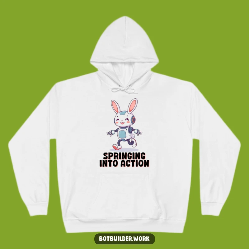 Cozy Funny Robot Rabbit Hoodie: Snuggle Up With Springtime Cheer