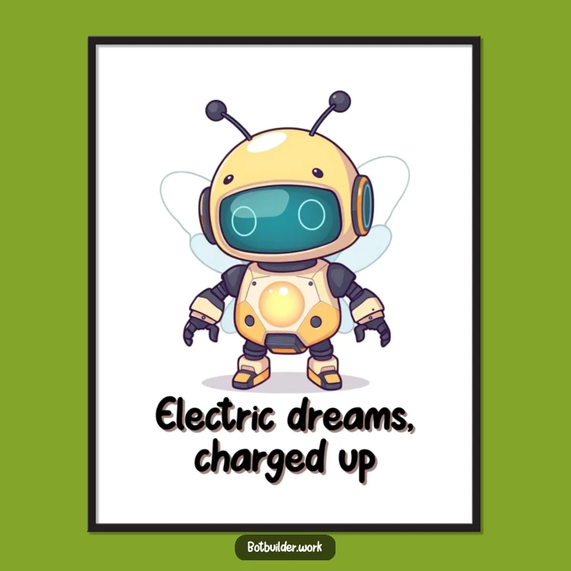 Funny Free Printable Wall Art: Curious Robot Bee, Circuit Humor, Downloadable Art Gift!