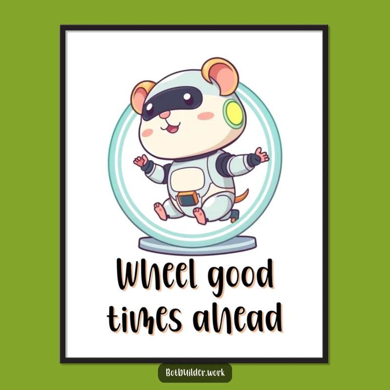 Funny Free Printable Wall Art: Diligent Robot Hamster, Tech Pet Humor, Downloadable Art Gift!