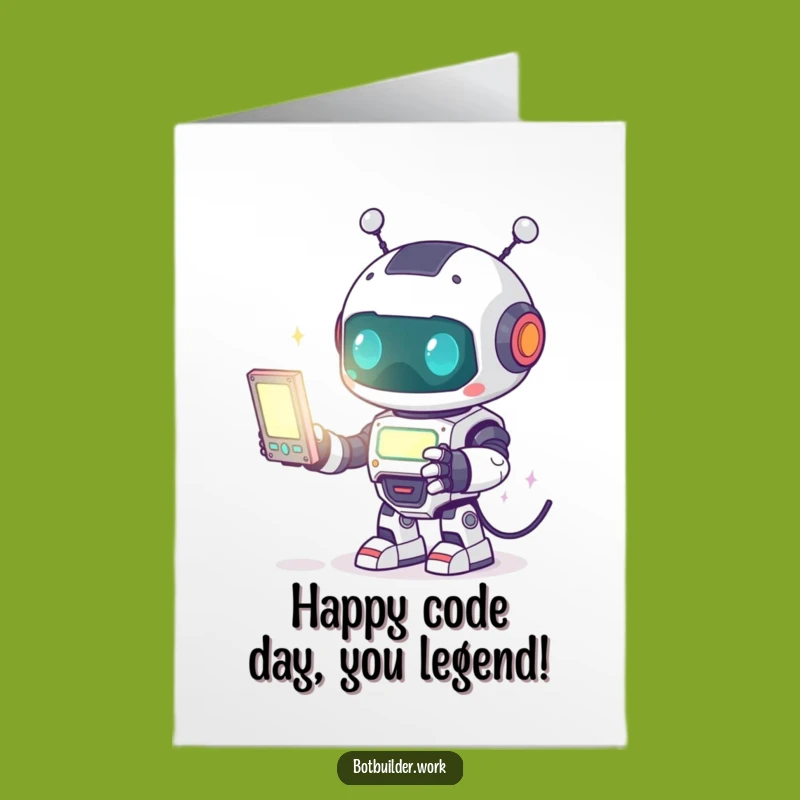Free Printable Funny Robot Programmer Birthday Card: Glowing Screen DIY Downloadable Gift