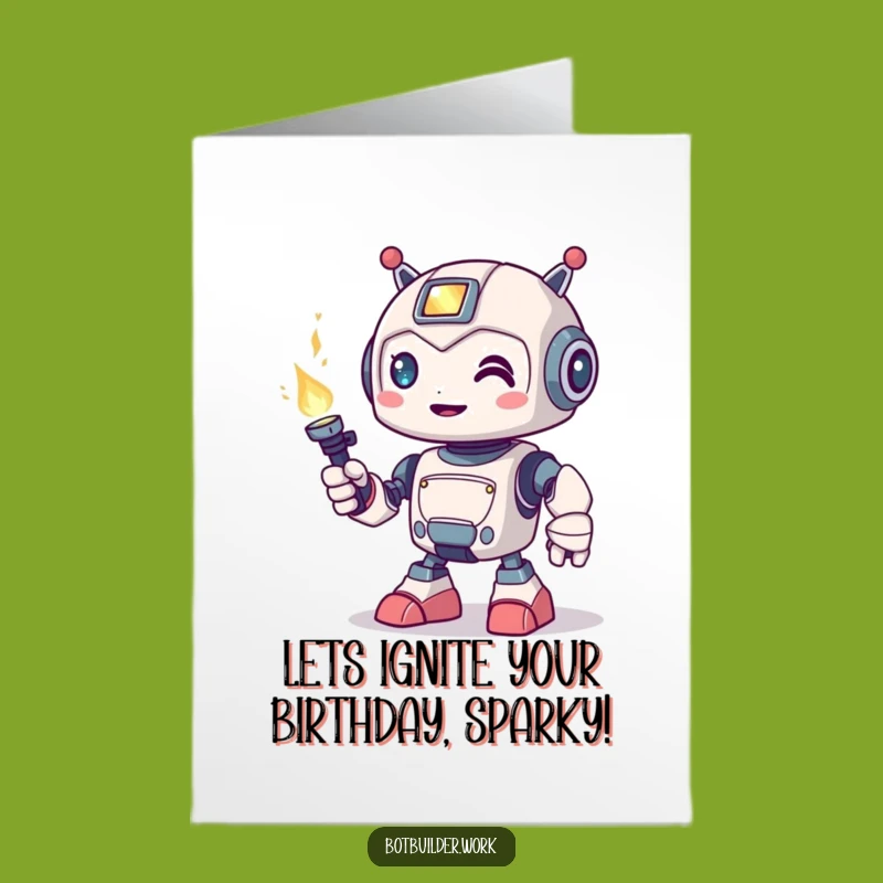 Free Printable Funny Robot Welder Birthday Card: Playful Sparks DIY Downloadable Gift