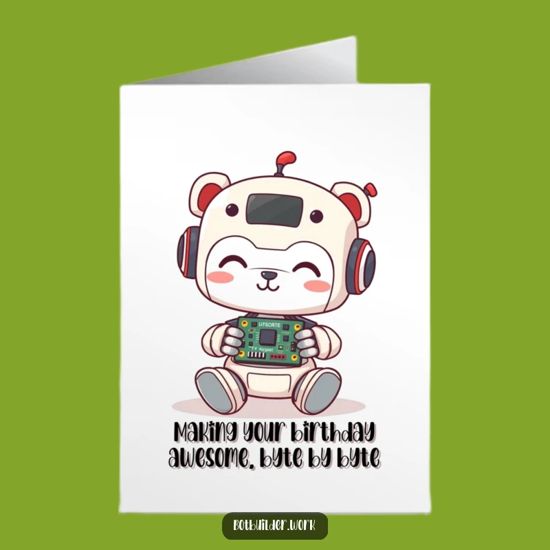 Free Printable Funny Robot Animal Birthday Card: Cute Assembler DIY Downloadable Gift