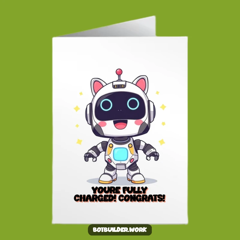 Free Printable Robot Animal Congrats Card: Power Up Success DIY Downloadable