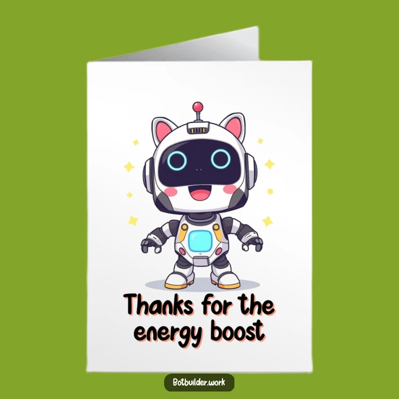 Free Printable Robot Animal Thank You Card: Power Up Appreciation DIY Download