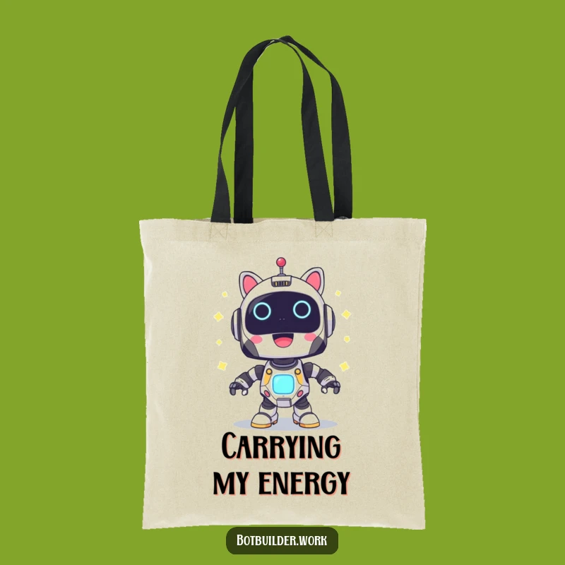 Funny Robot Power-Up Tote Bag: Joyful Lights Holder - Perfect Funny Gift