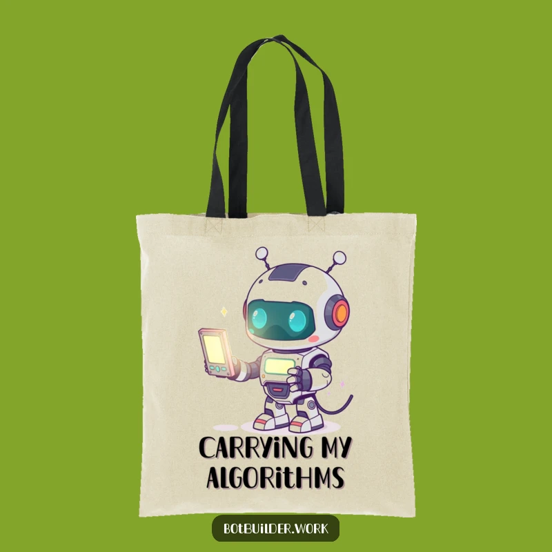 Funny Robot Programmer Tote Bag: Cute Coding Companion - Perfect Funny Gift